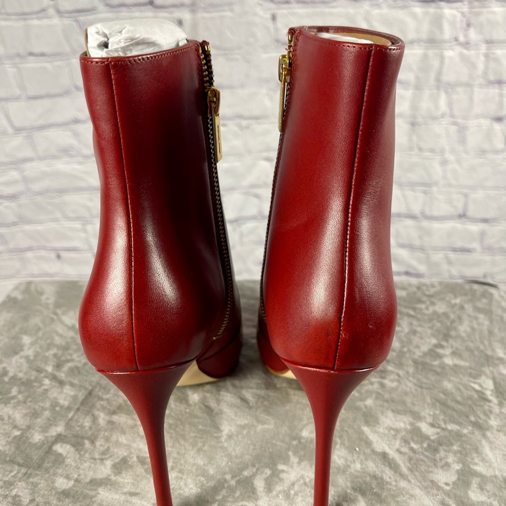 Brand New Michael Michael Kors Red Leather Rue Leather stiletto Booties 9M - Picture 6 of 14
